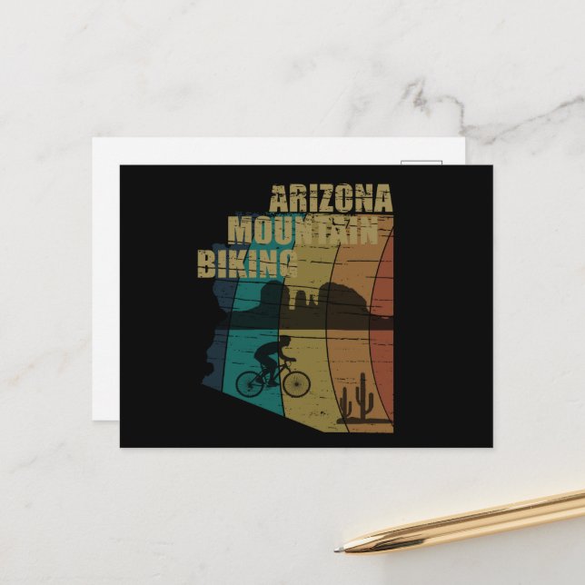 Arizona mountain biking vintage postcard (Front/Back In Situ)