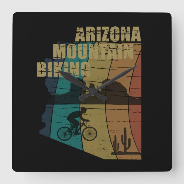 Arizona mountain biking vintage square wall clock (Front)