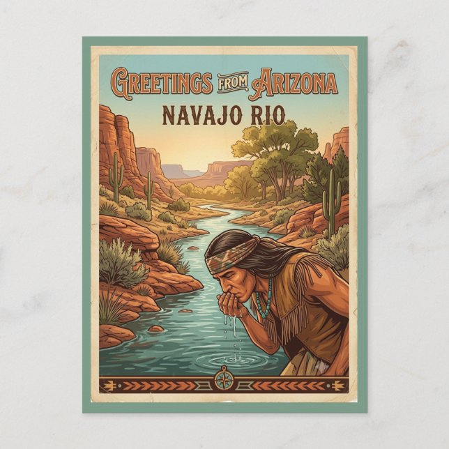 Arizona Native American Greetings Retro  Postcard (Front)