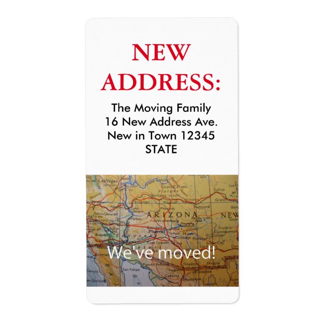 Arizona New Address Label (Front)