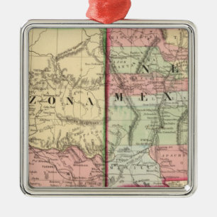 Arizona, New Mexico Map by Mitchell Metal Tree Decoration