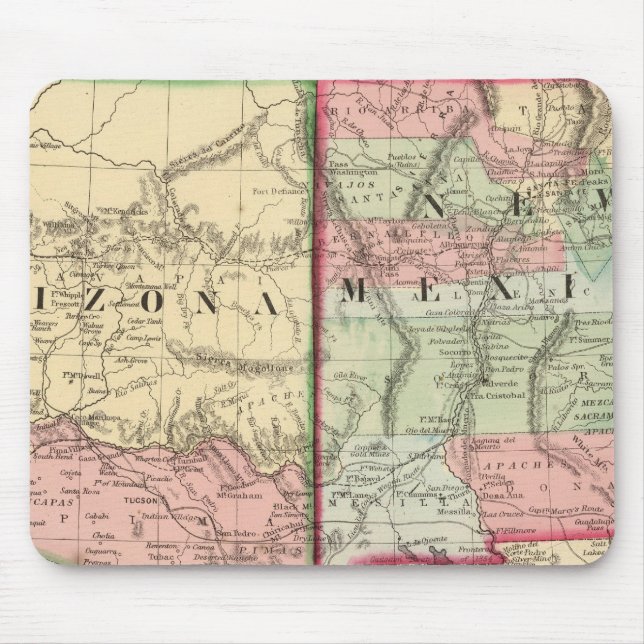 Arizona, New Mexico Map by Mitchell Mouse Mat (Front)