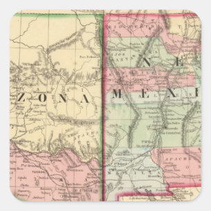 Arizona, New Mexico Map by Mitchell Square Sticker