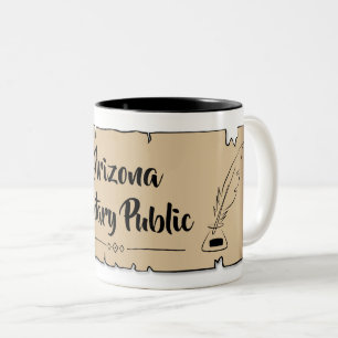 Arizona Notary Public Scroll Feather Quill Two-Tone Coffee Mug