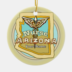 Arizona Nurse Caduceus Ceramic Tree Decoration