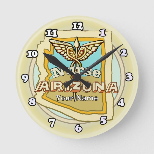 Arizona Nurse Caduceus Round Clock (Front)