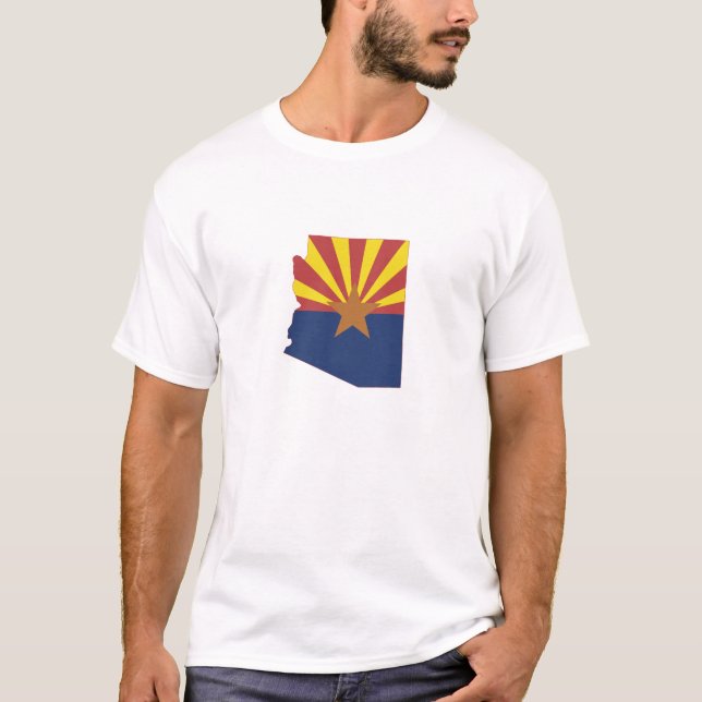 Arizona Outline Map Shaped Arizonan State Flag T-Shirt (Front)