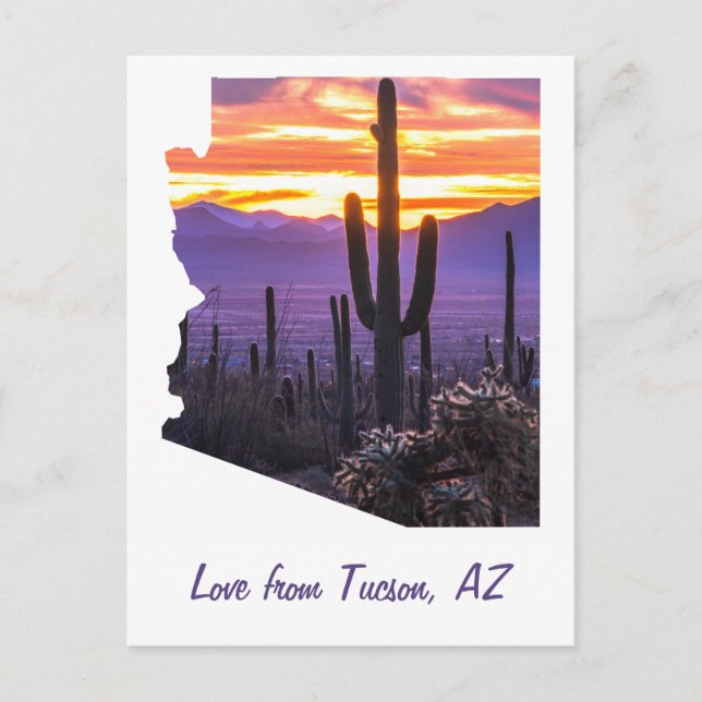 Arizona Outline Personalised Photo Travel Souvenir Postcard (Front)