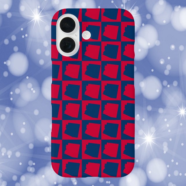 Arizona Pattern Red and Blue Case-Mate iPhone Case (A phone case with a red and blue pattern featuring the US state of Arizona.)