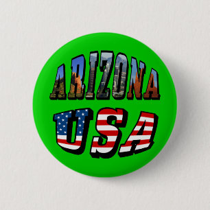 Arizona Picture and USA Flag Text 6 Cm Round Badge