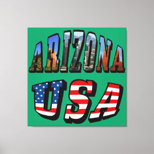 Arizona Picture and USA Flag Text Canvas Print