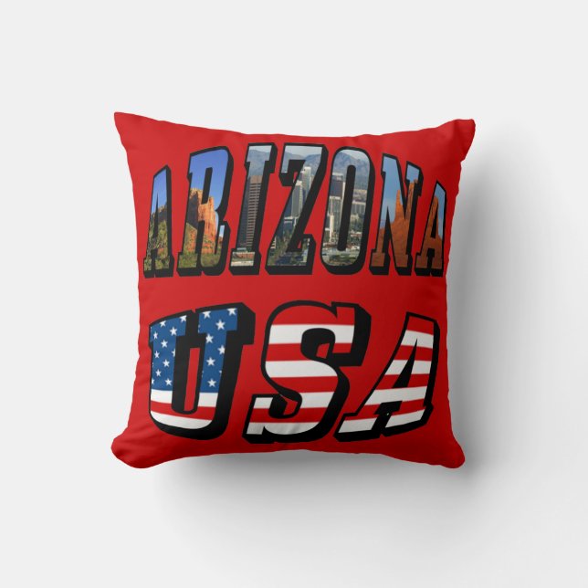 Arizona Picture and USA Flag Text Cushion (Front)