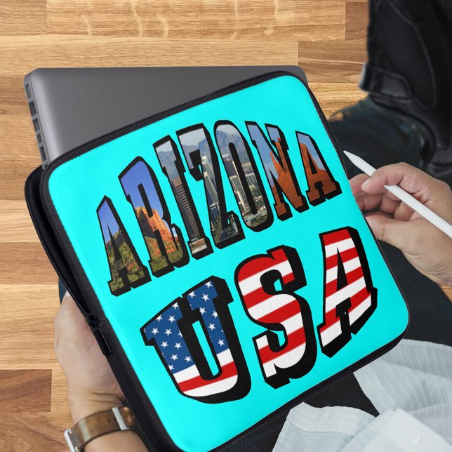 Arizona Picture and USA Flag Text Laptop Sleeve (Arizona Picture and USA Flag Text Laptop Sleeve)
