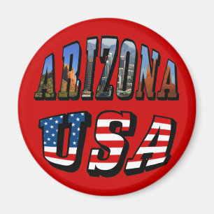 Arizona Picture and USA Flag Text Magnet