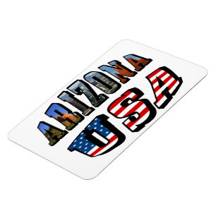 Arizona Picture and USA Flag Text Magnet