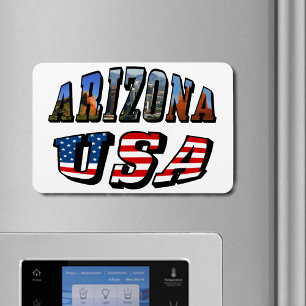 Arizona Picture and USA Flag Text Magnet
