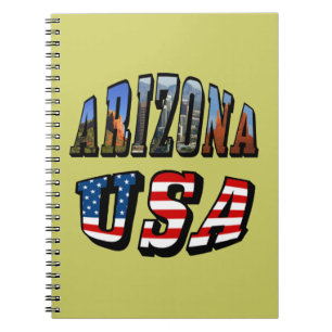 Arizona Picture and USA Flag Text Notebook