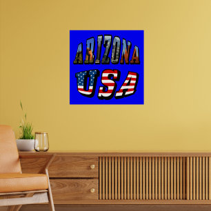 Arizona Picture and USA Flag Text Poster