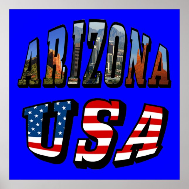 Arizona Picture and USA Flag Text Poster (Front)