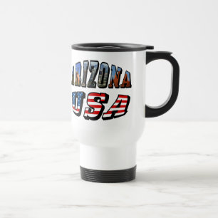 Arizona Picture and USA Flag Text Travel Mug