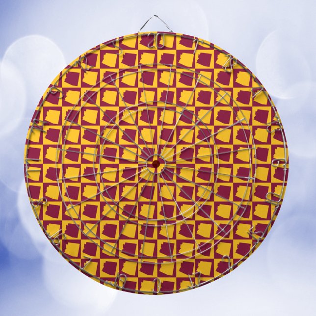 Arizona Pop Art Geometric Maroon Gold Pattern  Dartboard (A dartboard with a maroon and gold pattern of the US state of Arizona!)