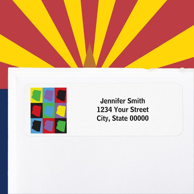Arizona Pop Art Personalise Return Address (A return address label featuring the US state of Arizona and text you can personalize!)
