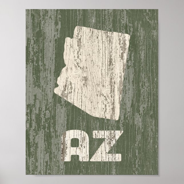 Arizona Poster Rustic Wood State Art Print (Front)