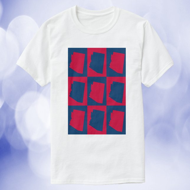 Arizona Red and Blue Pattern T-Shirt (A shirt with a red and blue pattern featuring the US State of Arizona.)