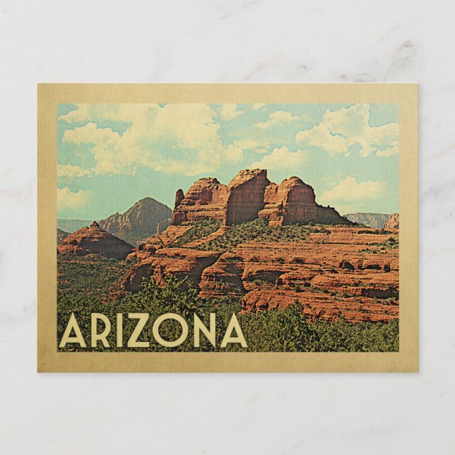 Arizona Red Rocks Vintage Travel Postcard (Front)