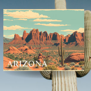 Arizona Red Rocks Vintage Travel Retro Postcard