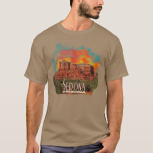 Arizona Red Rocks with Watercolor Sunset T-Shirt