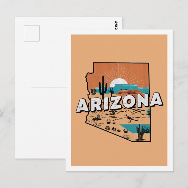 Arizona Retro Travel Design Iconic US States Postcard (Front/Back)