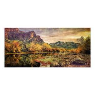 Arizona River Sonoran Desert Mountains 24" x 11" Photo Print