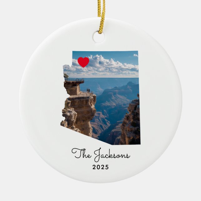 Arizona Road Trip Vacation Photo Red Heart Ceramic Tree Decoration (Front)