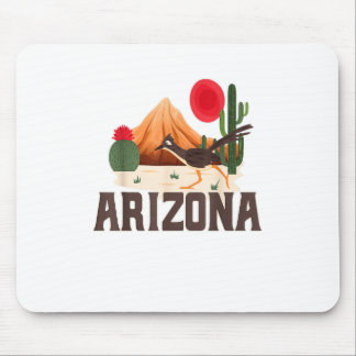 Arizona Roadrunner Retro Boho Desert Cactus Mouse Mat