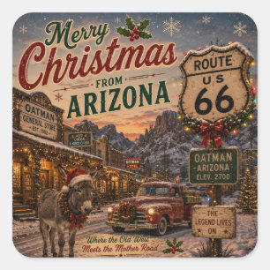 Arizona Route 66 Christmas Decal Square Sticker