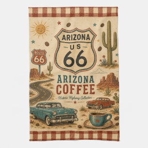 Arizona Route 66 Desert Diner Roadside Style Tea Towel