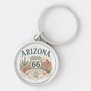 Arizona Route 66 Feminine Desert Travel Charm Key Ring