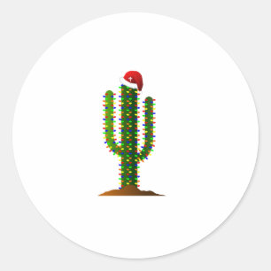 Arizona Saguaro Cactus Christmas Lights Classic Round Sticker