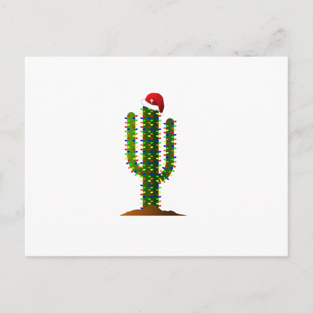 Arizona Saguaro Cactus Christmas Lights Holiday Postcard (Front)