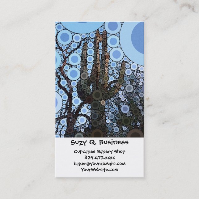 Arizona Saguaro Cactus Concentric Circle Mosaic Business Card (Front)