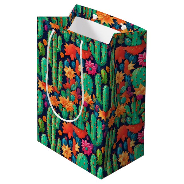 Arizona Saguaro Cactus Medium Gift Bag (Back Angled)