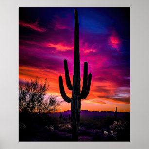 Arizona Saguaro Cactus Southwestern Desert Sunset Poster