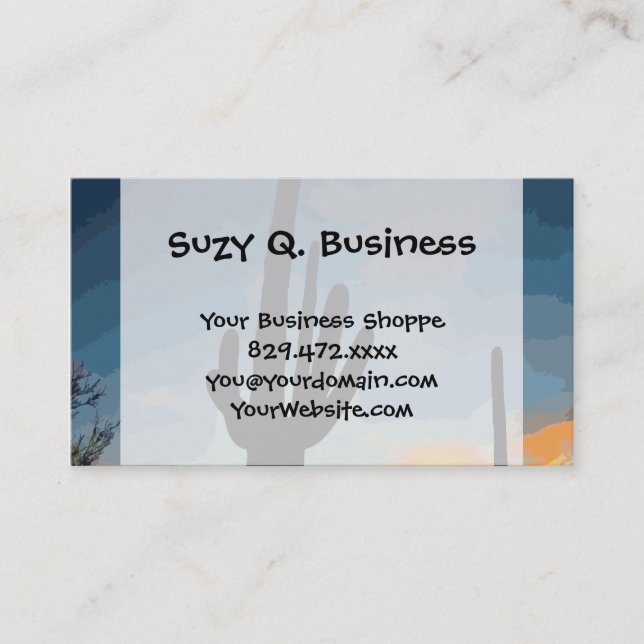 Arizona Saguaro Cactus Southwestern Sunset Business Card (Front)