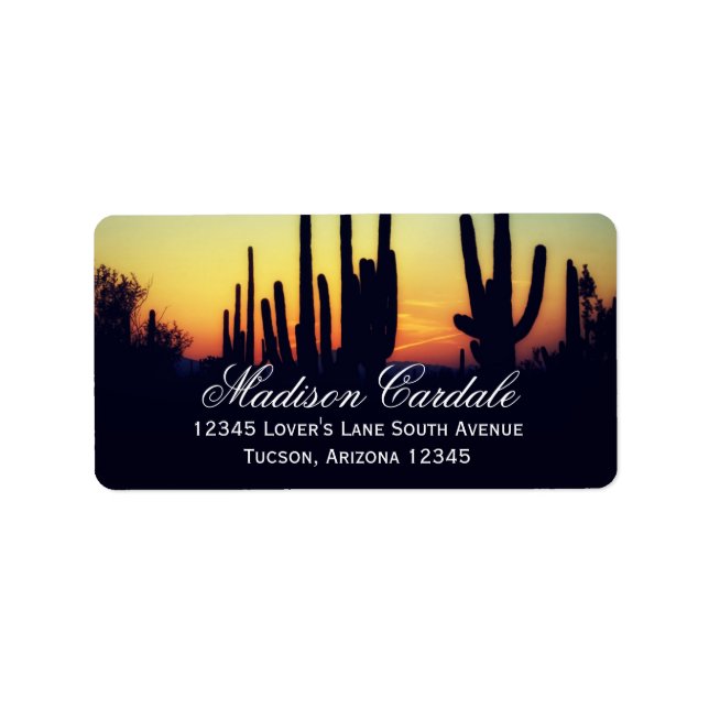 Arizona Saguaro Cactus Sunset Address Labels (Front)