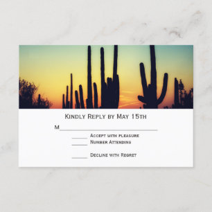 Arizona Saguaro Cactus Sunset Wedding RSVP Cards