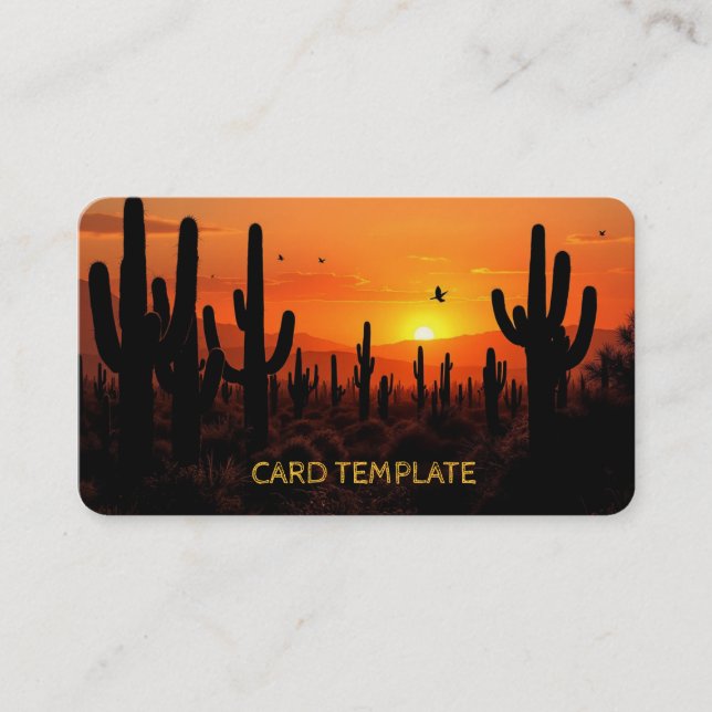 Arizona Saguaro Desert Sunset Business Card (Front)