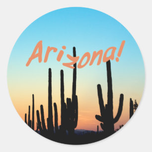 Arizona! Saguaro Sunset Classic Round Sticker