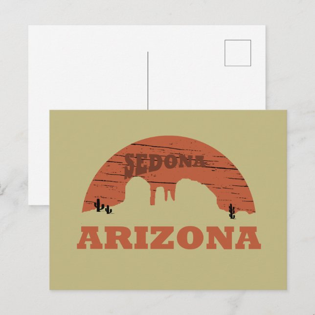 Arizona sedona landscape vintage az retro holiday postcard (Front/Back)