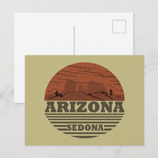 Arizona sedona landscape vintage az retro holiday postcard (Front/Back)